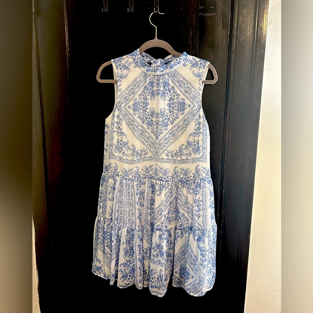 Blue and white Calvin Klein dress size 6 with tie back